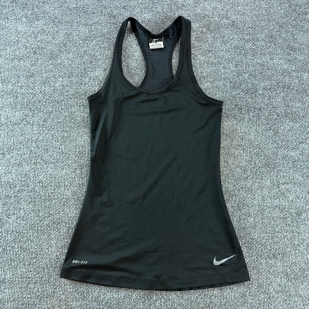 Nike Dri-FIT Women Racerback Tank Top Black Mesh Back XS Running Training Summer